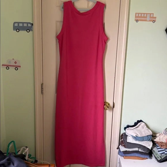 Spiegel Bright Pink Sleeveless V-Neck Maxi Dress - Picture 3 of 4